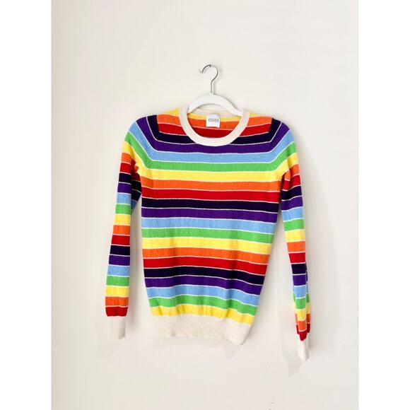 Madeleine Thompson Rainbow Striped Cashmere Pullover Sweater Women's Size Small - Picture 1 of 4